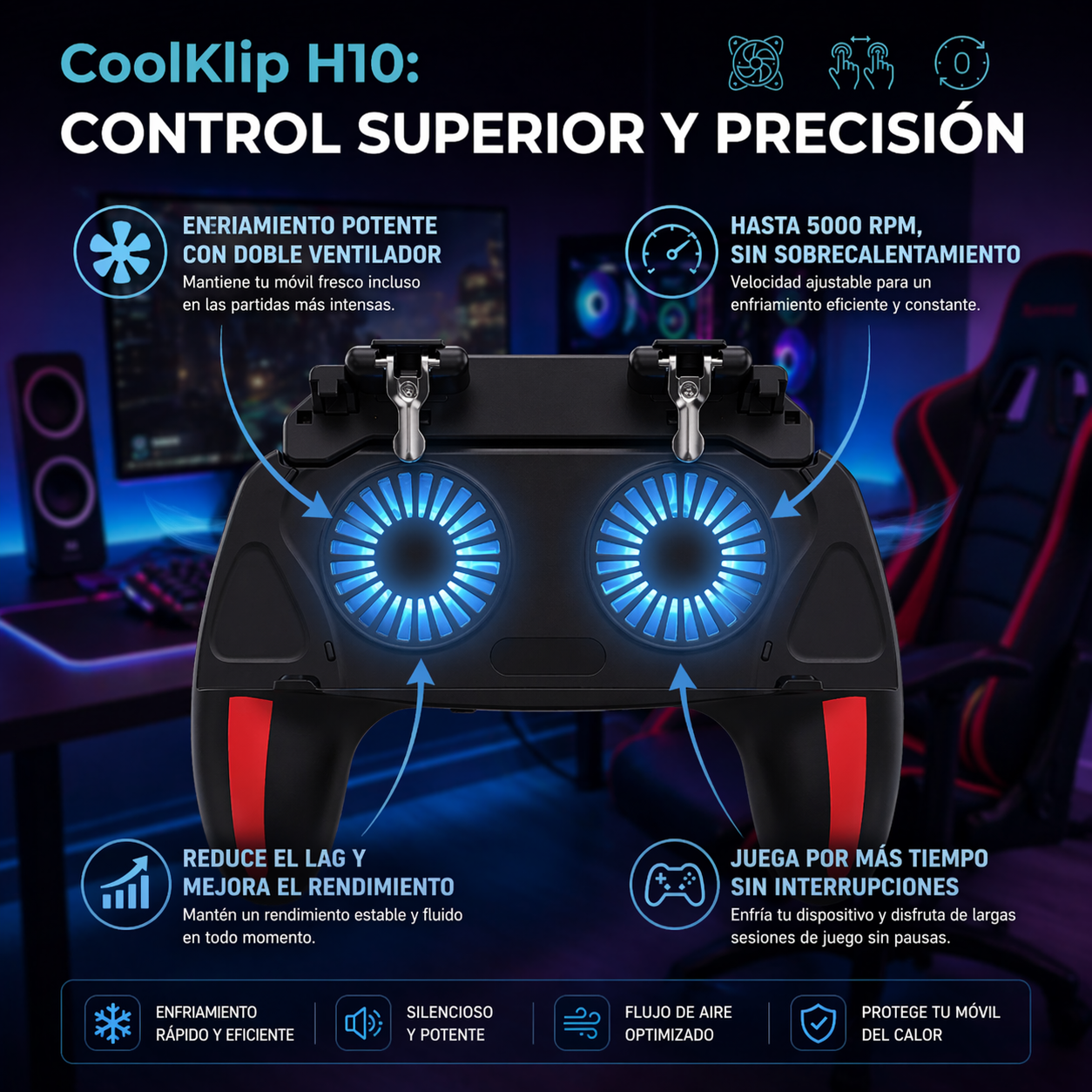 CoolKlip H10 Gamepad Móvil con Radiador